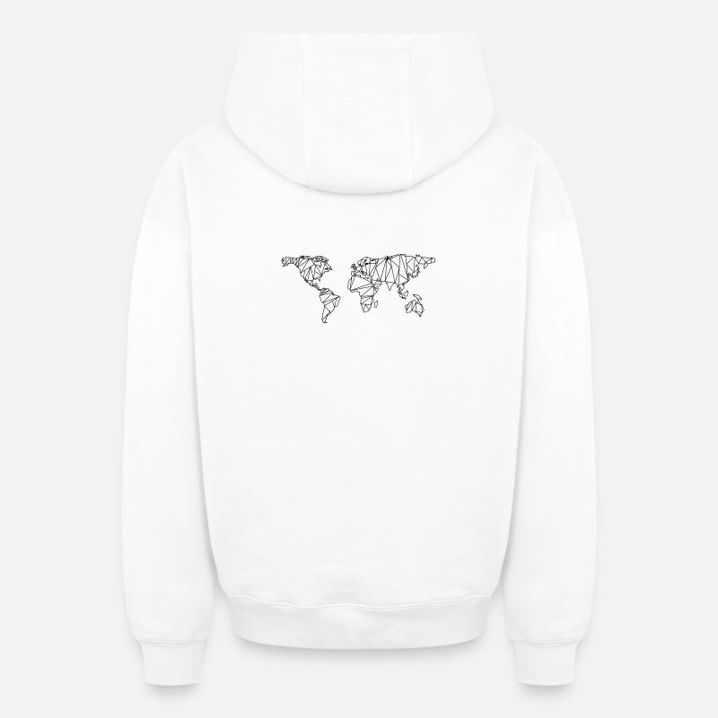 Carte du monde - Sweat à capuche unisexe zippé oversize épais SPREAD - blanc