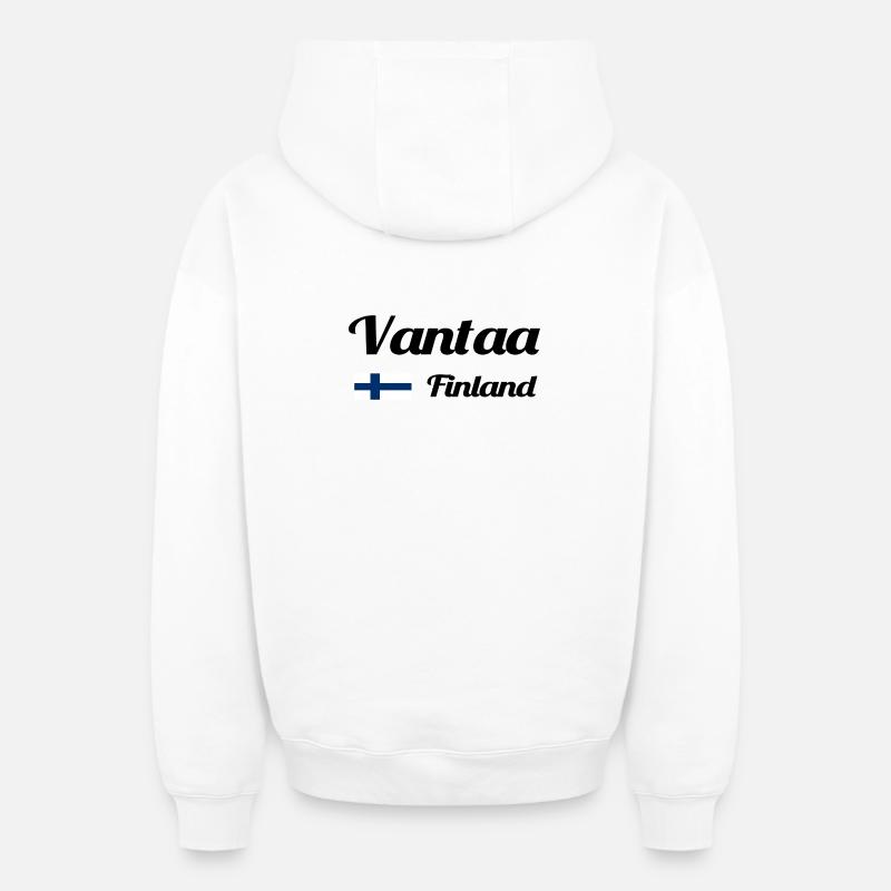 Vantaa Finlande Imprimer - Sweat à capuche unisexe zippé oversize épais SPREAD - blanc