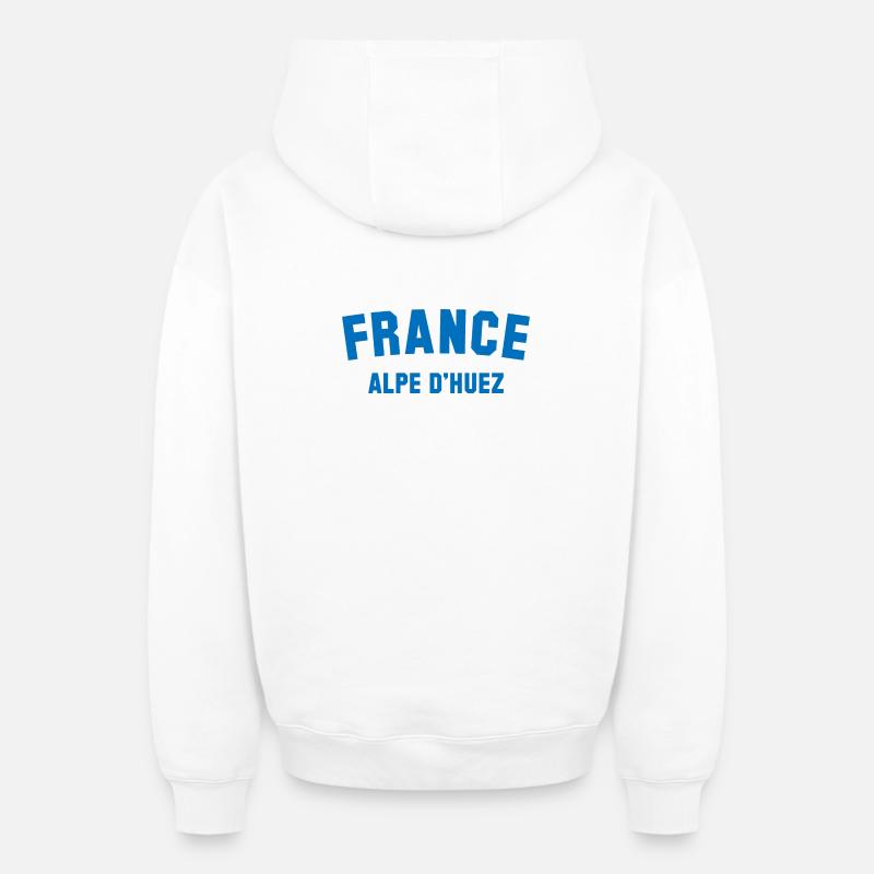 ALPE D HUEZ France - Sweat à capuche unisexe zippé oversize épais SPREAD - blanc