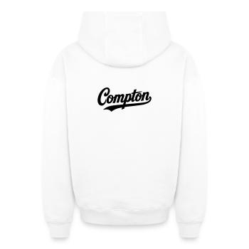 Compton Chemise Rétro Vintage Old school Rap hip hop - Sweat à capuche unisexe zippé oversize épais SPREAD - blanc - Dos - AI Model Male 178 light (178cm)