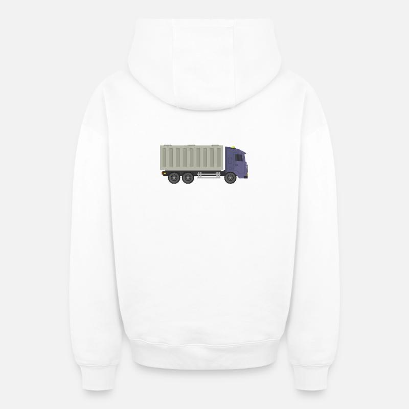 Camions porte-conteneurs - Sweat à capuche unisexe zippé oversize épais SPREAD - blanc