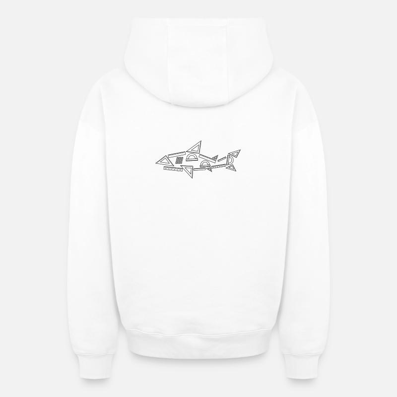Math Shark - Sweat à capuche unisexe zippé oversize épais SPREAD - blanc