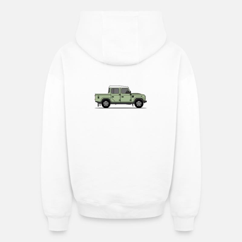 Defender Double Cab - Oversized Heavyweight Unisex Zip Hoodie - white