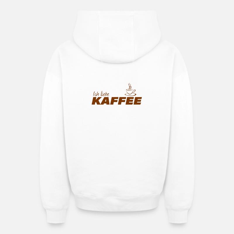 J’adore le café - Sweat à capuche unisexe zippé oversize épais SPREAD - blanc