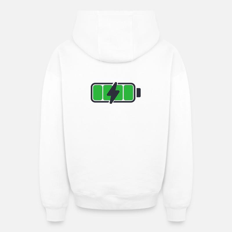 Full batterie iPhone - Sweat à capuche unisexe zippé oversize épais SPREAD - blanc