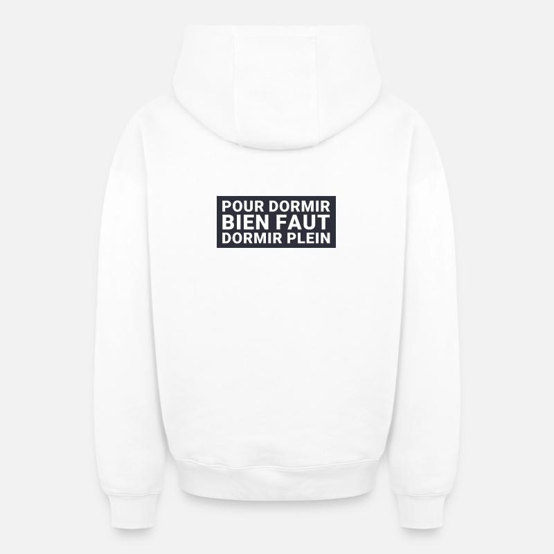 Dormir_bien - Sweat à capuche unisexe zippé oversize épais SPREAD - blanc