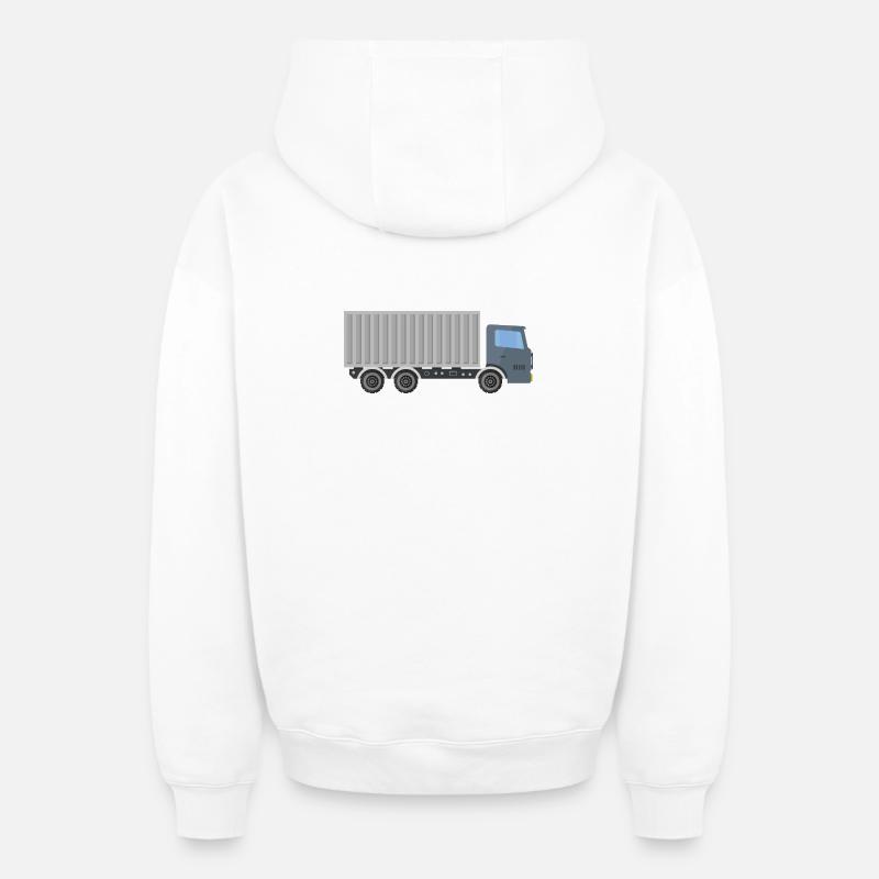 Camion de livraison - Sweat à capuche unisexe zippé oversize épais SPREAD - blanc