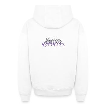 Renaissance - texte chromé en métal froid - Sweat à capuche unisexe zippé oversize épais SPREAD - blanc - Dos - AI Model Male 178 light (178cm)
