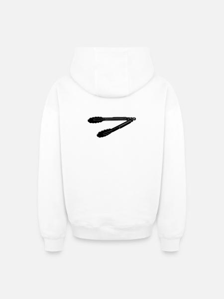 BBQ Grill Tongs Silhouette - Oversized Heavyweight Unisex Zip Hoodie - Weiß