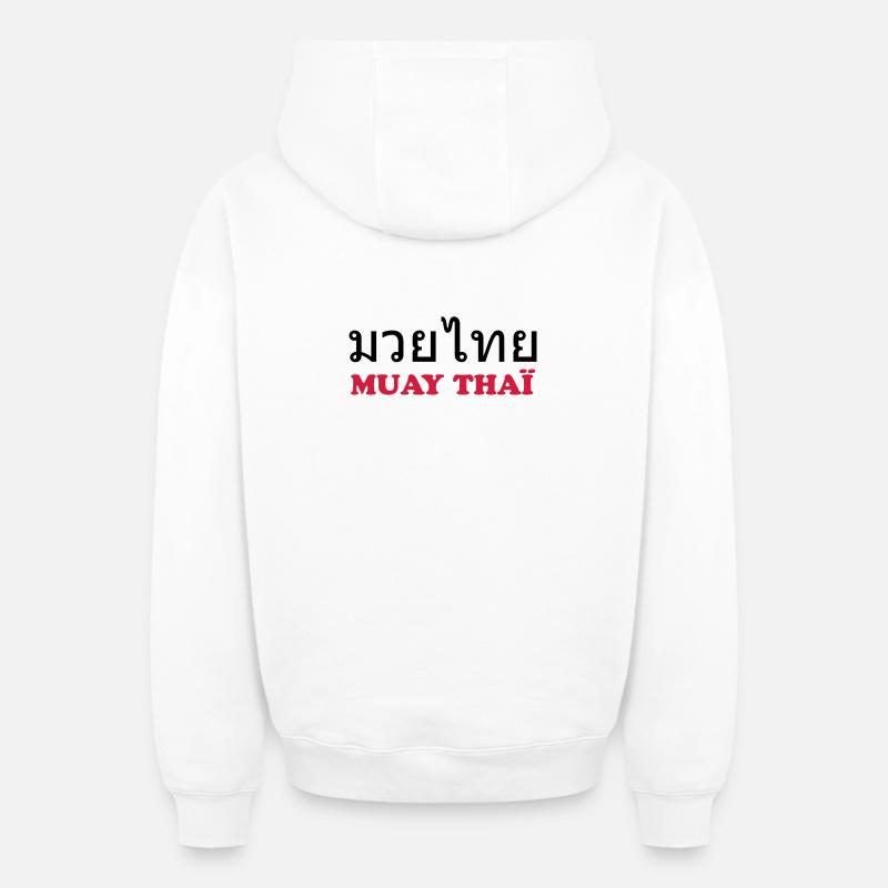 Muay Thai (V) - Oversized Heavyweight Unisex Zip Hoodie - Weiß