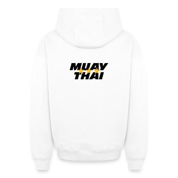 Muay Thai - Sweat à capuche unisexe zippé oversize épais SPREAD - blanc - Dos - AI Model Male 178 light (178cm)