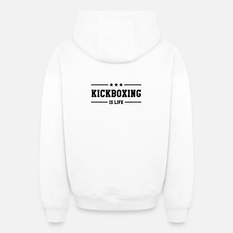 Kickboxing / Kick-Boxeur / Kick Boxing / - Sweat à capuche unisexe zippé oversize épais SPREAD - blanc