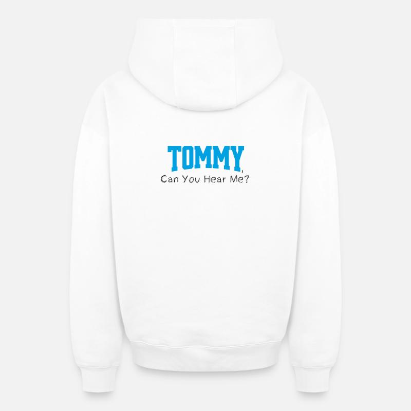 Tommy, tu m'entends? - Sweat à capuche unisexe zippé oversize épais SPREAD - blanc