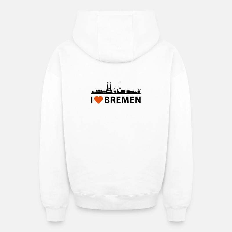J’adore Brême - Sweat à capuche unisexe zippé oversize épais SPREAD - blanc
