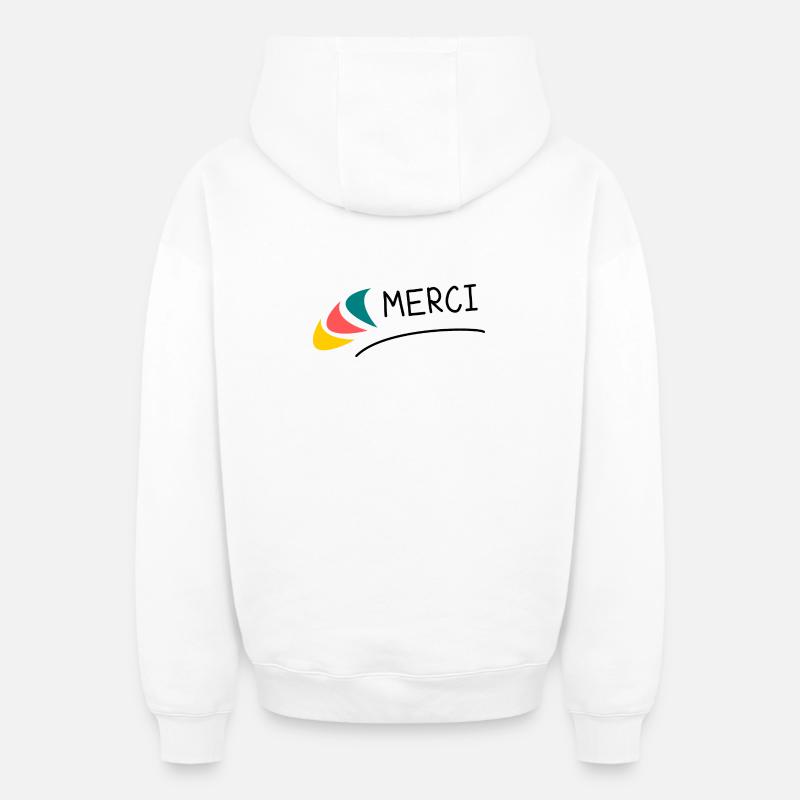 MAÎTRESSE. MERCI. MERCI MAÎTRESSE - Sweat à capuche unisexe zippé oversize épais SPREAD - blanc