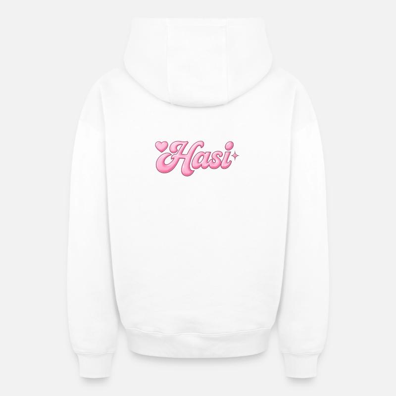 Conception Hasi / y2k - Sweat à capuche unisexe zippé oversize épais SPREAD - blanc