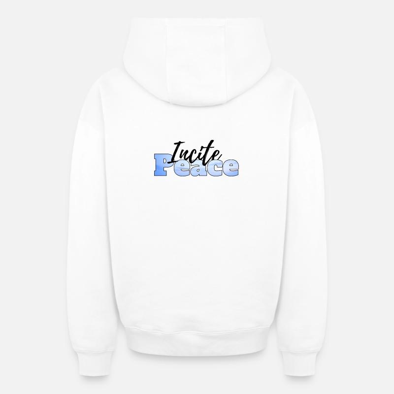 Inciter à la paix - Sweat à capuche unisexe zippé oversize épais SPREAD - blanc