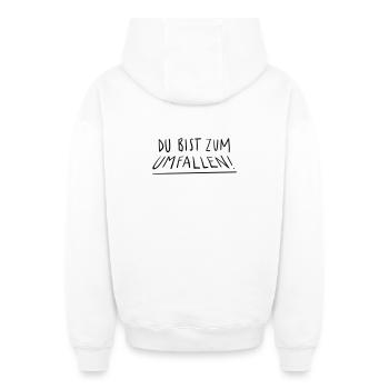 Tu vas tomber - Sweat à capuche unisexe zippé oversize épais SPREAD - blanc - Dos - AI Model Male 178 light (178cm)