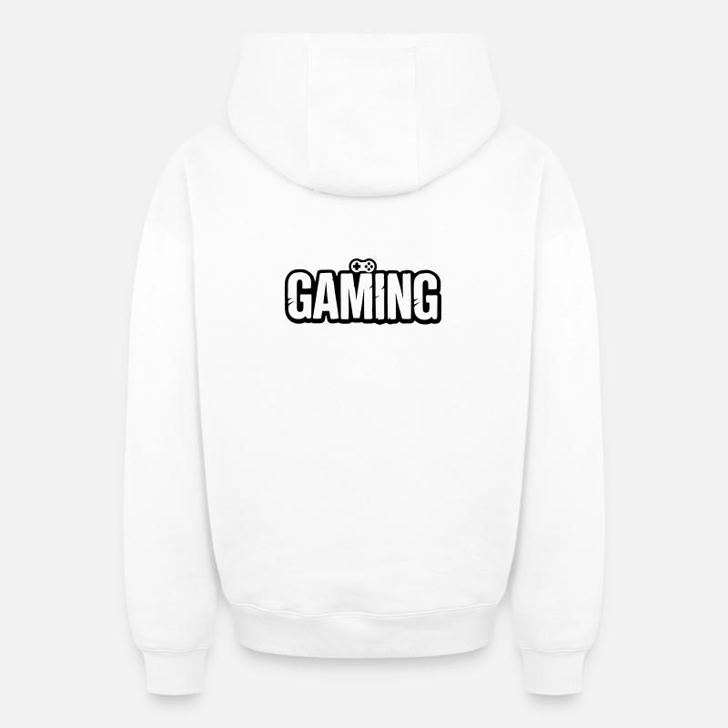 Gaming_Schrift_mit_Conroller - Oversized Heavyweight Unisex Zip Hoodie - Weiß