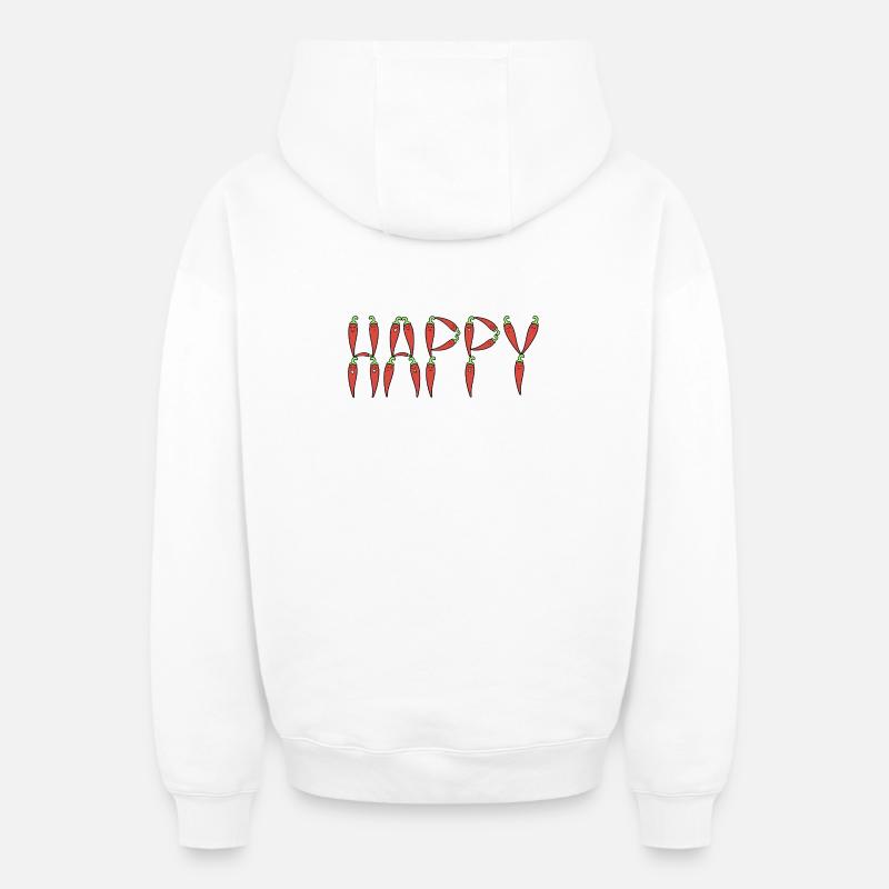 Des piments heureux - Sweat à capuche unisexe zippé oversize épais SPREAD - blanc