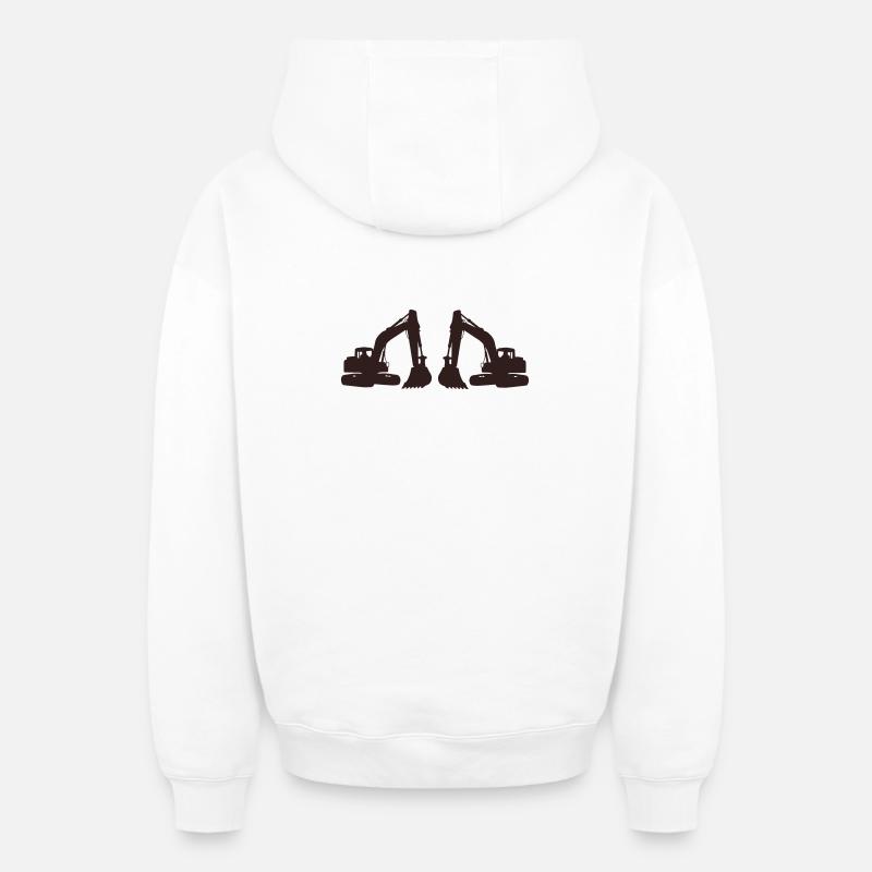 Excavatrice - Sweat à capuche unisexe zippé oversize épais SPREAD - blanc