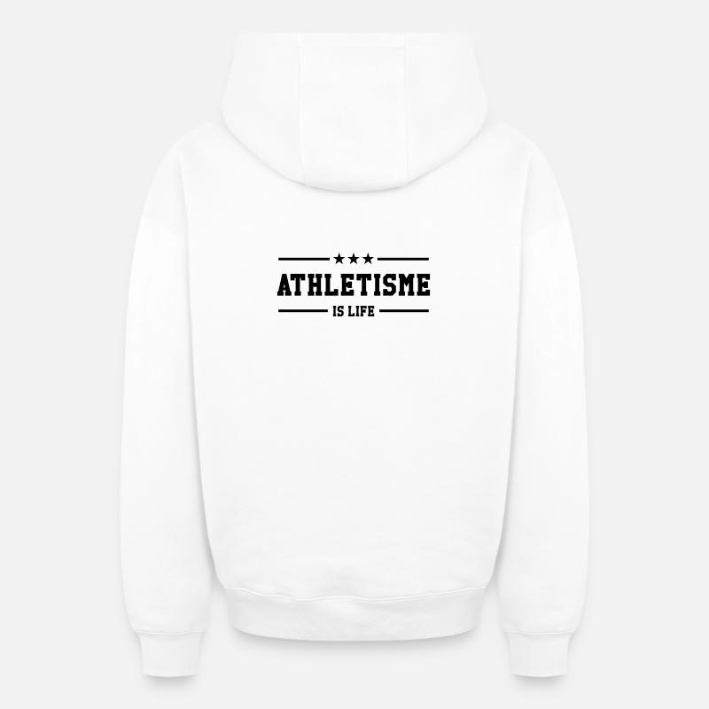 Athlétisme is life - Sweat à capuche unisexe zippé oversize épais SPREAD - blanc
