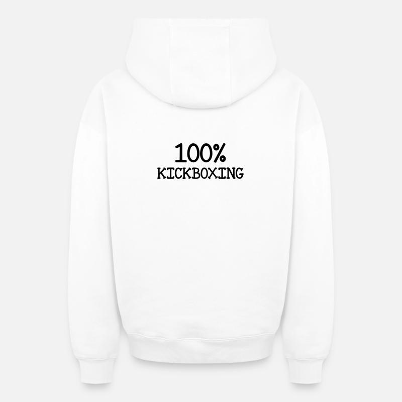 Kickboxing / Kick-Boxeur / Kick Boxing / - Sweat à capuche unisexe zippé oversize épais SPREAD - blanc
