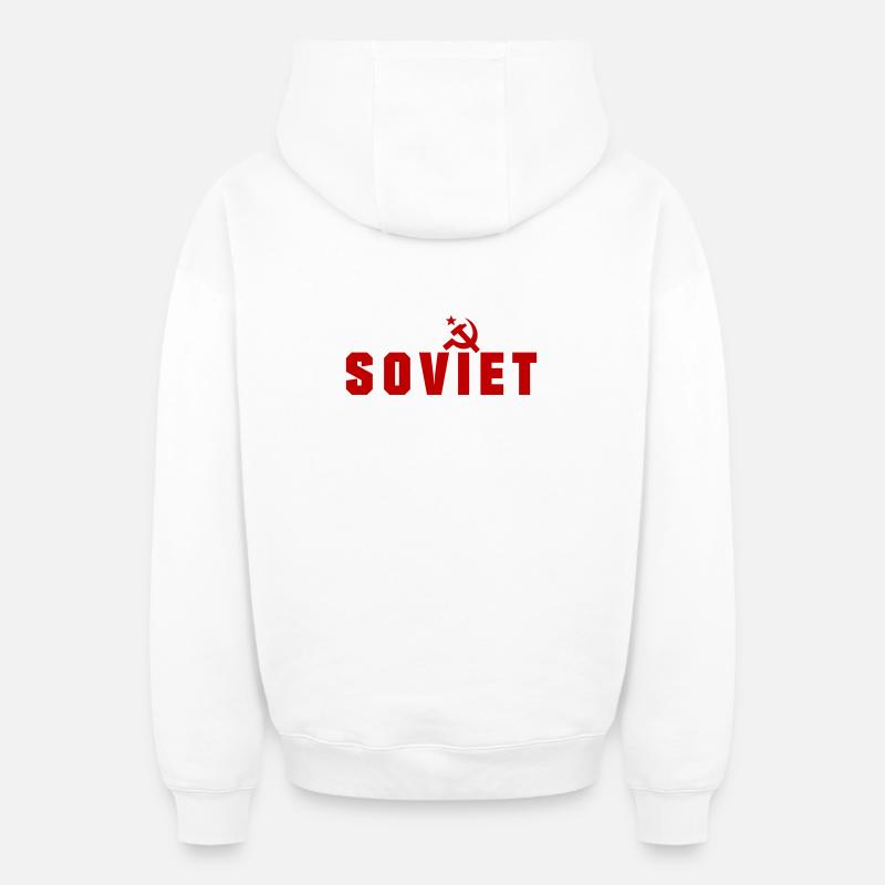 Soviétique - Russie - Sweat à capuche unisexe zippé oversize épais SPREAD - blanc