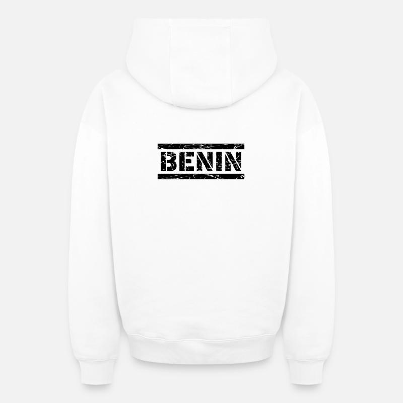 Bénin - Sweat à capuche unisexe zippé oversize épais SPREAD - blanc