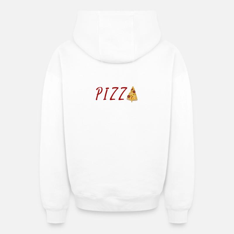 PIZZA - Sweat à capuche unisexe zippé oversize épais SPREAD - blanc