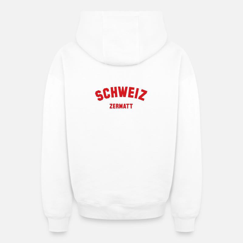 ZERMATT Suisse Suisse - Sweat à capuche unisexe zippé oversize épais SPREAD - blanc