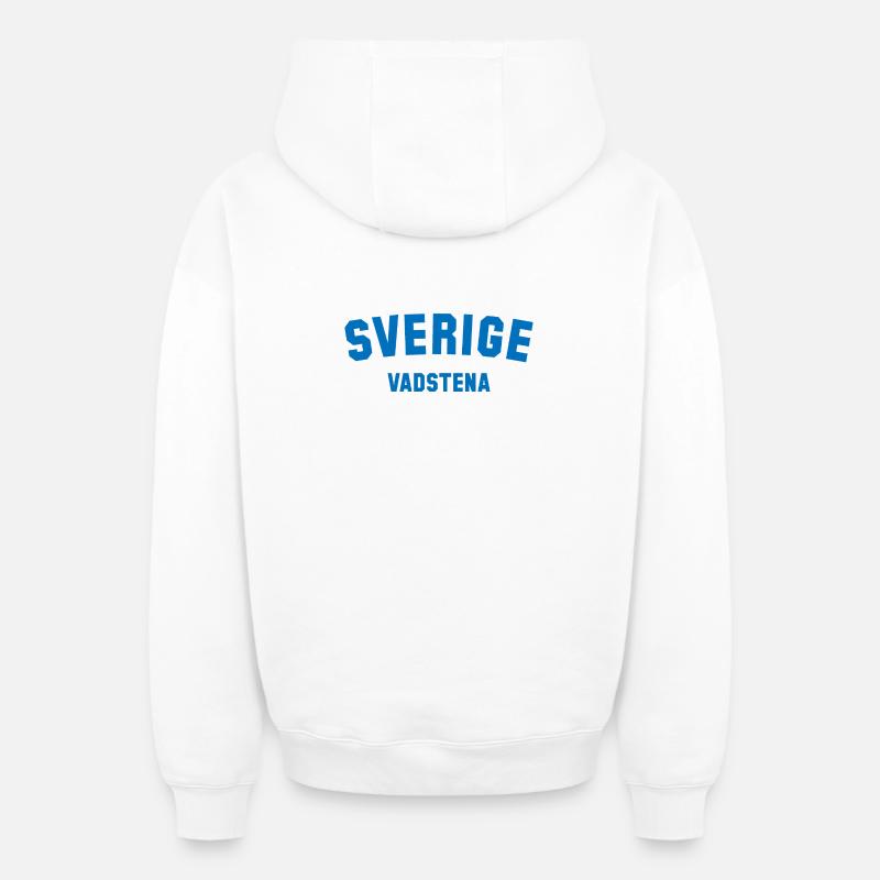 VADSTENA, Sverige, Suède - Sweat à capuche unisexe zippé oversize épais SPREAD - blanc