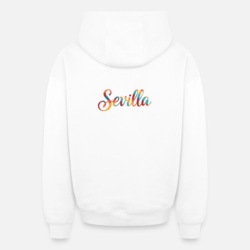 Sevilla Regenbogen Script - Oversized Heavyweight Unisex Zip Hoodie - Weiß