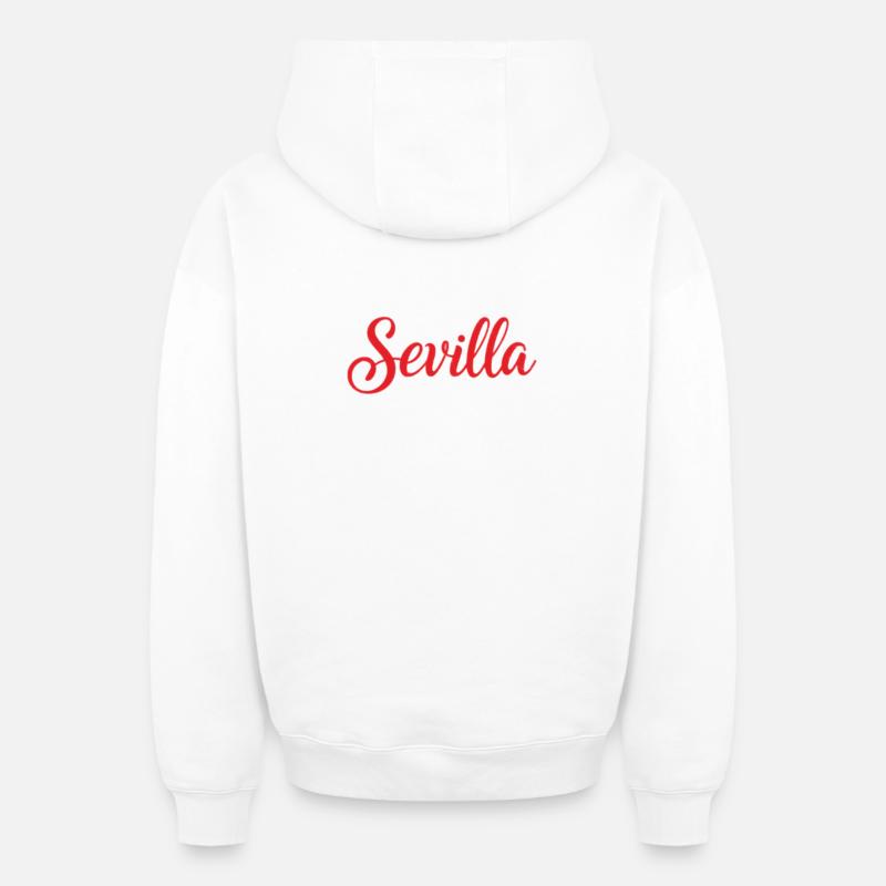 Sevilla Script Rot Pinsel - Oversized Heavyweight Unisex Zip Hoodie - Weiß