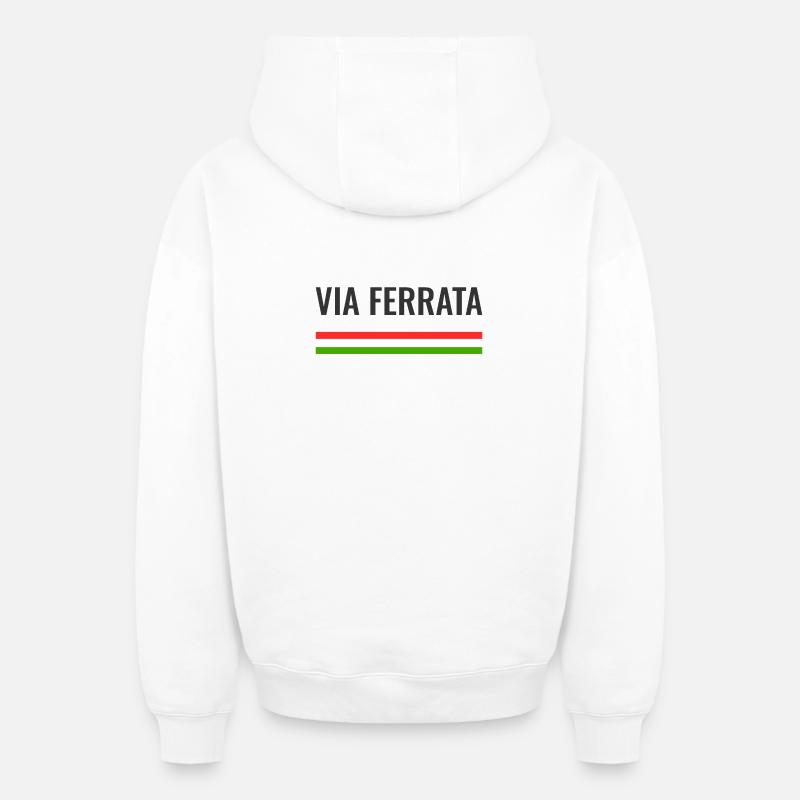 Via Ferrata Italie - Sweat à capuche unisexe zippé oversize épais SPREAD - blanc