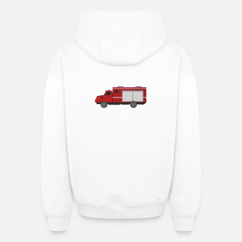 Camion de pompiers - Sweat à capuche unisexe zippé oversize épais SPREAD - blanc