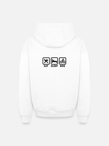 Eat sleep bike - Oversized Heavyweight Unisex Zip Hoodie - white