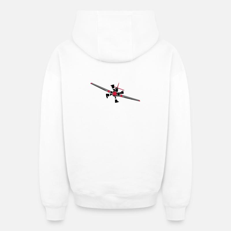 avion - Sweat à capuche unisexe zippé oversize épais SPREAD - blanc