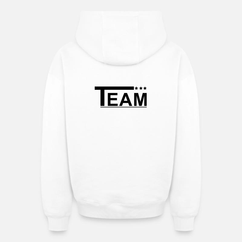 Équipe avec des étoiles noires - Sweat à capuche unisexe zippé oversize épais SPREAD - blanc