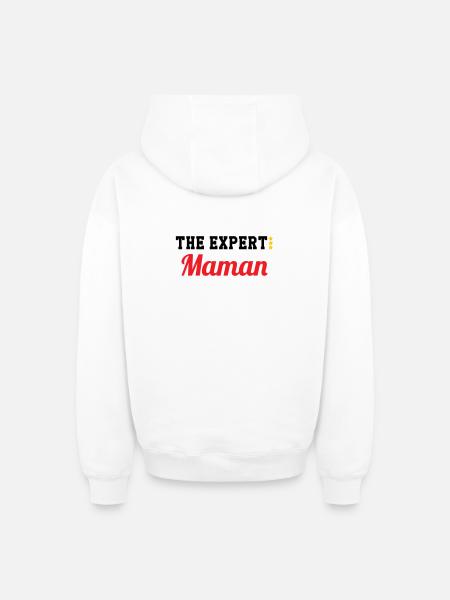Maman l'experte - Sweat à capuche unisexe zippé oversize épais SPREAD - blanc