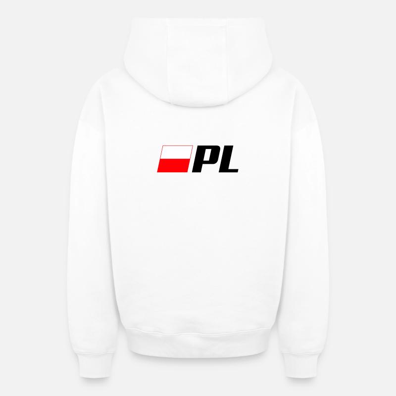 Drapeau polonais Patriotique PL - Sweat à capuche unisexe zippé oversize épais SPREAD - blanc