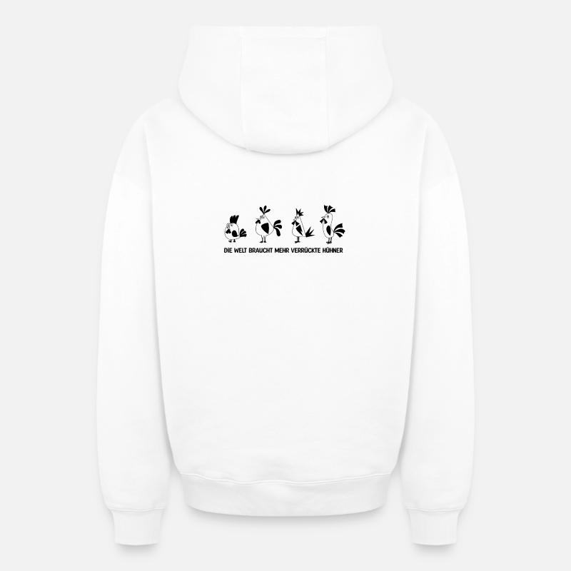 Dicton de poulets - Sweat à capuche unisexe zippé oversize épais SPREAD - blanc