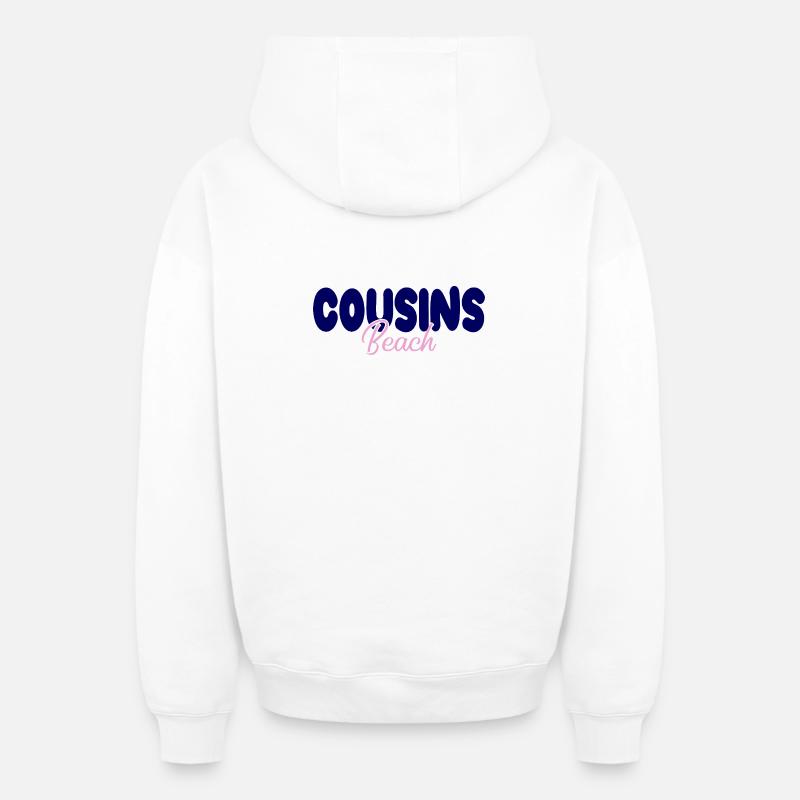 Plage Cousins – Audacieuse et douce - Sweat à capuche unisexe zippé oversize épais SPREAD - blanc
