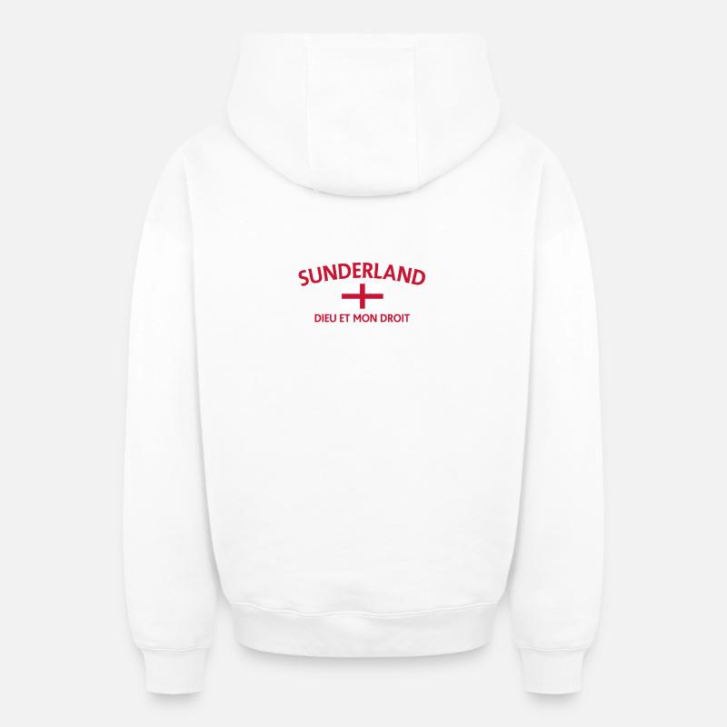 Drapeau de Sunderland Devise Écusson - Sweat à capuche unisexe zippé oversize épais SPREAD - blanc