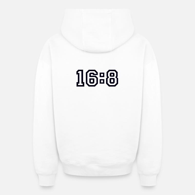 Diète 16 à 8 - Sweat à capuche unisexe zippé oversize épais SPREAD - blanc