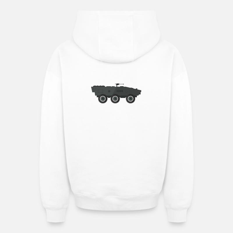 Char militaire - Sweat à capuche unisexe zippé oversize épais SPREAD - blanc