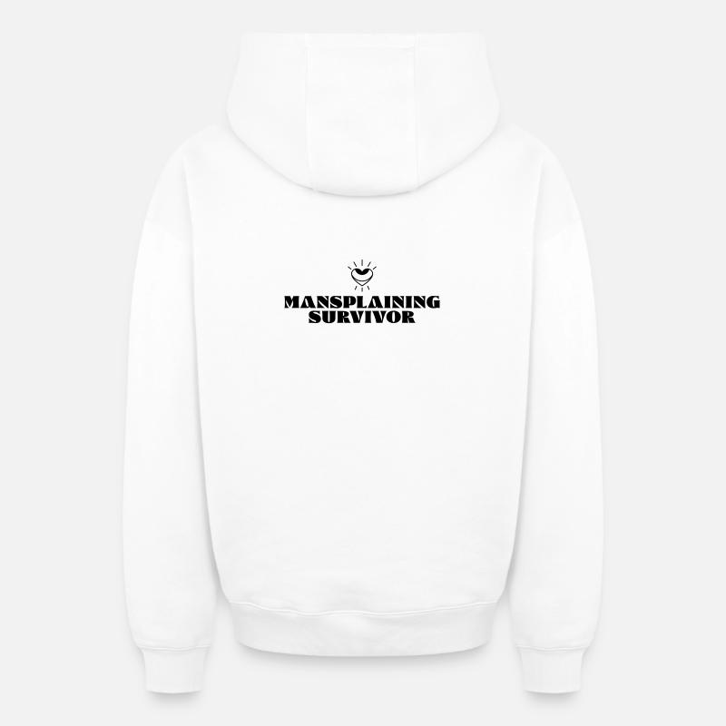 Survivant du Mansplaining - Sweat à capuche unisexe zippé oversize épais SPREAD - blanc