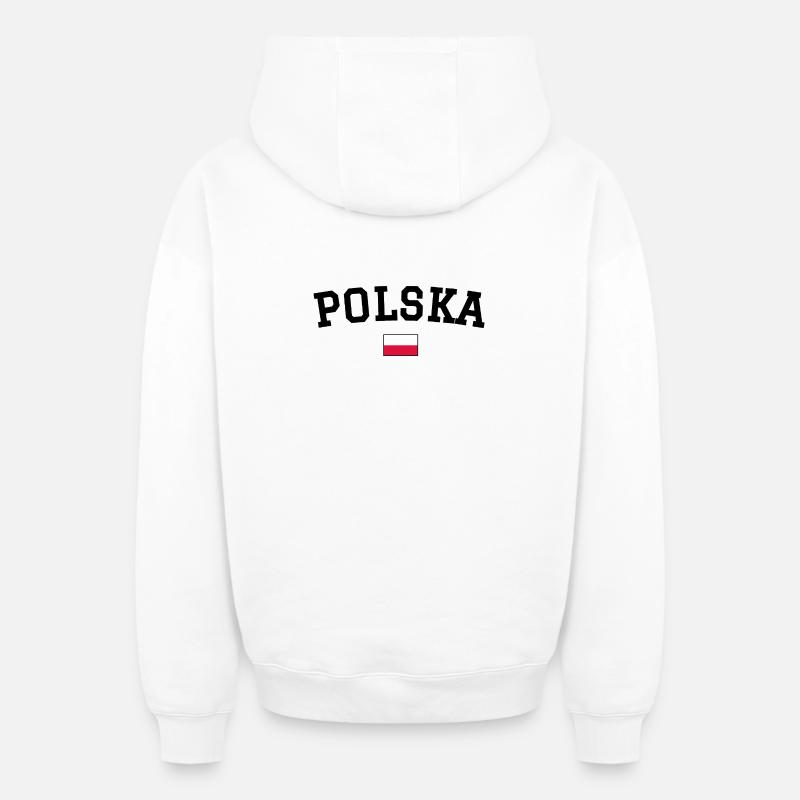 Drapeau polonais Noir - Sweat à capuche unisexe zippé oversize épais SPREAD - blanc