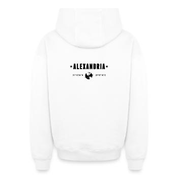 Alexandrie, Égypte, coordonnées de la planète Terre - Sweat à capuche unisexe zippé oversize épais SPREAD - blanc - Dos - AI Model Male 178 light (178cm)