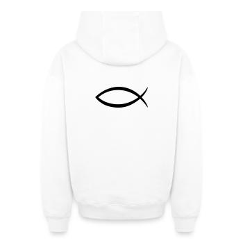 Christenfisch Symbol - Oversized Heavyweight Unisex Zip Hoodie - Weiß - Hinten - AI Model Male 178 light (178cm)